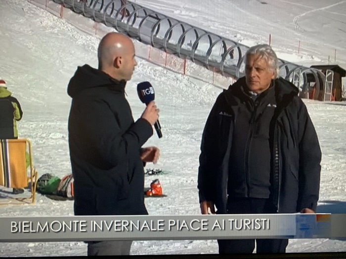 La neve della stazione di Bielmonte finisce sul Tg3
