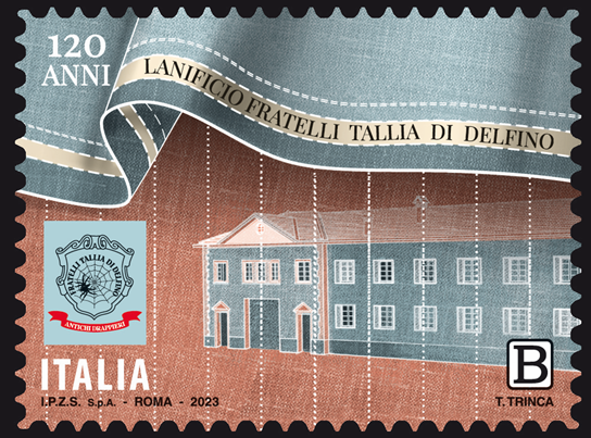 Un francobollo del Lanificio Tallia di Delfino per i 120 anni di storia